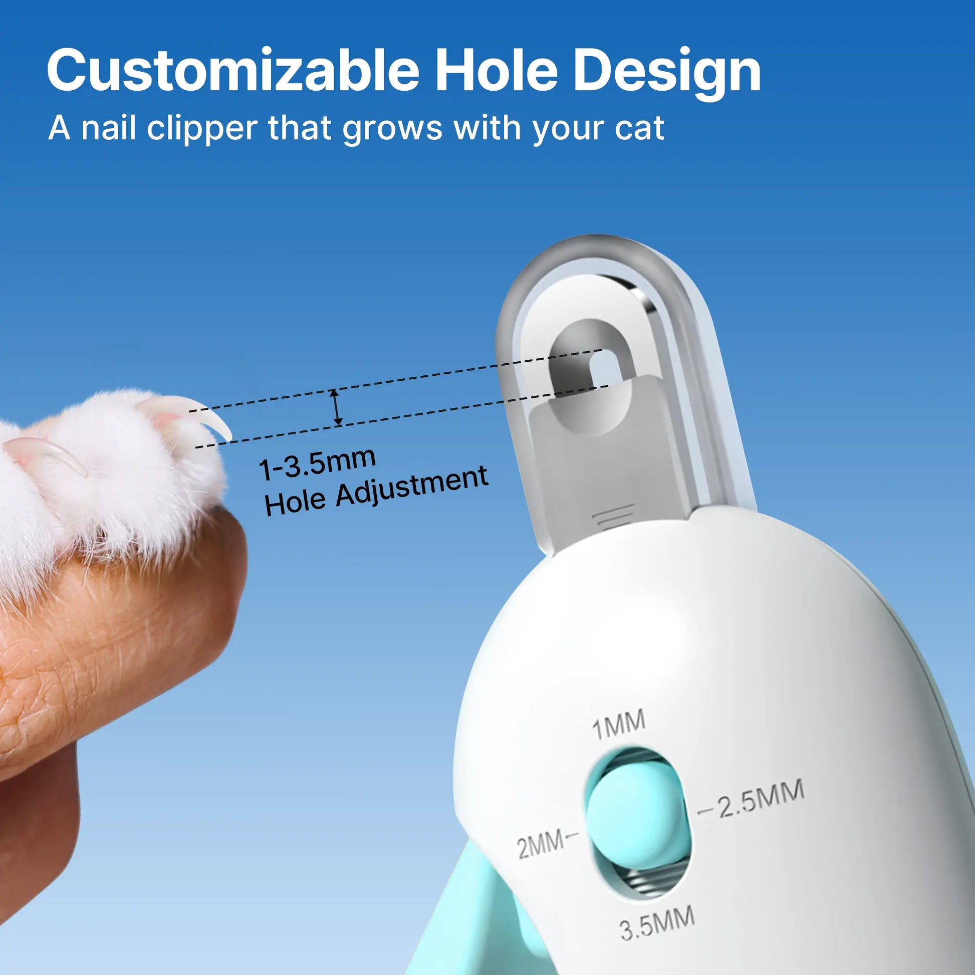 Potaroma Cat Nail Clipper with Adjustable 4-Size Trimming Hole & Hidden Nail File | Safe Toenail Trimmer for Kittens & Indoor Cats | Anti-Splash Claw Cutter for Cat Grooming (Blue) #Summervibes #Petlovers